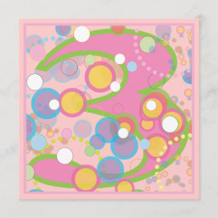 Colourful Bubbles 3rd Birthday Party Invitation