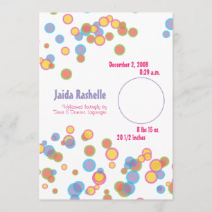 Colourful Bubbles Birth Announcement