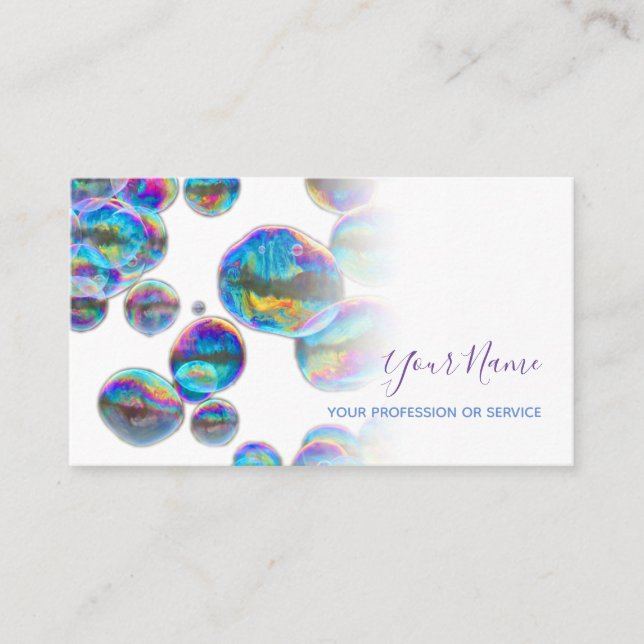 Colourful bubbles birthday planner and party business card (Front)
