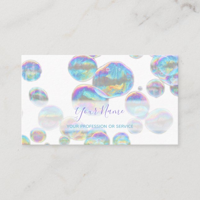 Colourful bubbles birthday planner and party business card (Front)