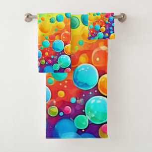 Colourful Bubbles Floating Art Bath Towel Set