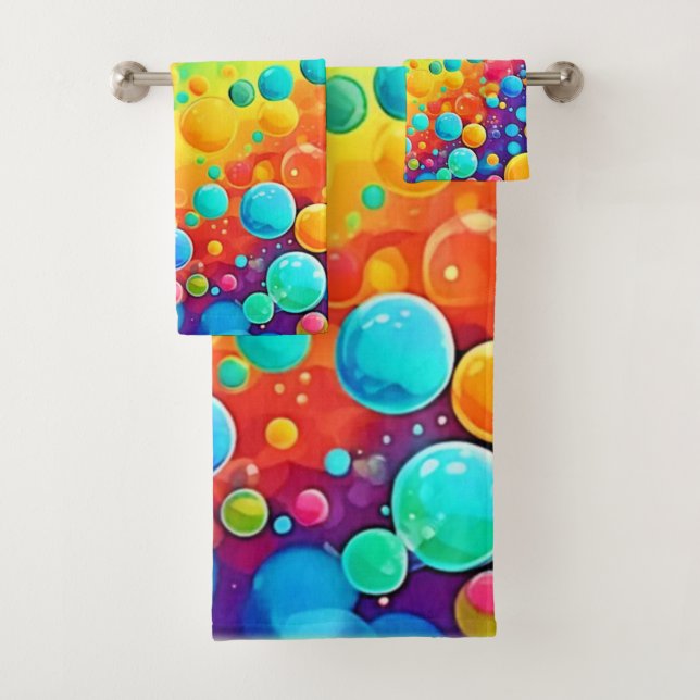 Colourful Bubbles Floating Art Bath Towel Set (Insitu)