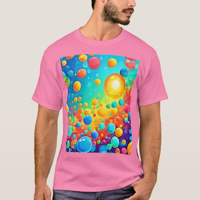 Colourful Bubbles Floating Art T-Shirt (Front)