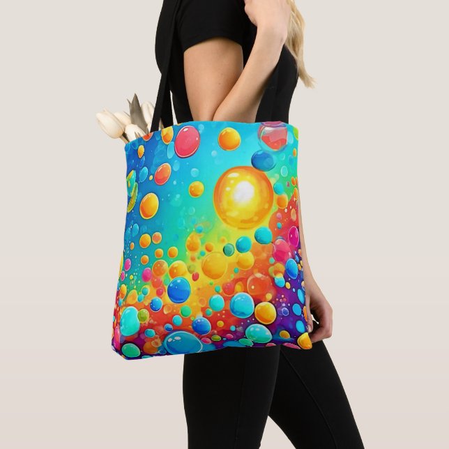 Colourful Bubbles Floating Art Tote Bag (Close Up)