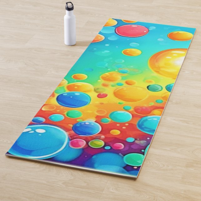 Colourful Bubbles Floating Art Yoga Mat (In Situ)