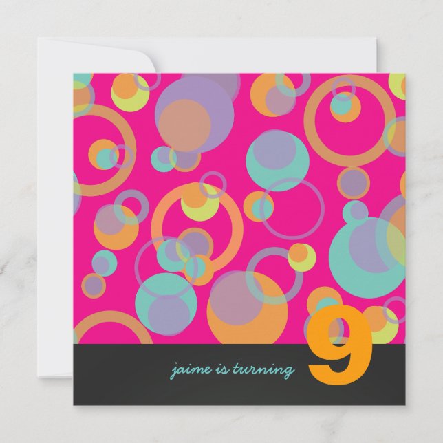 Colourful Bubbles for Birthday Party Invitation (Front)