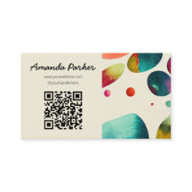 Colourful bubbles QR code business card