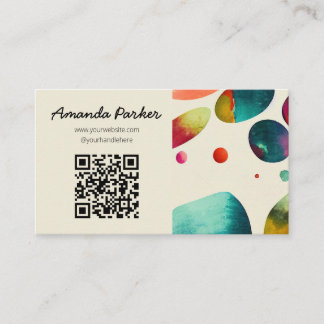 Colourful bubbles QR code business card