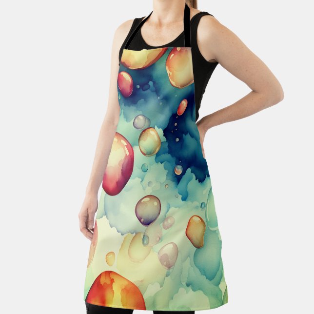 Colourful Bubbles Watercolor Art  Apron (Insitu)