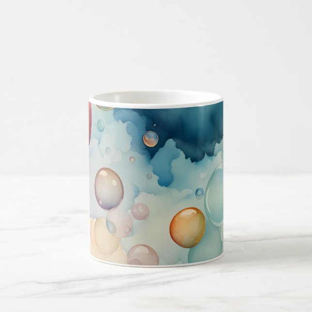 Colourful Bubbles Watercolor Art  Coffee Mug (Center)