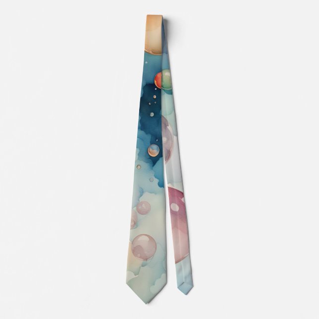 Colourful Bubbles Watercolor Art  Tie (Front)