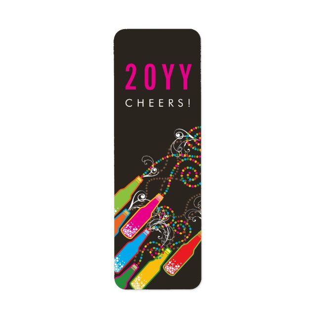 Colourful Bubbly Bottles Modern Cheers Fun New Yea (Front)