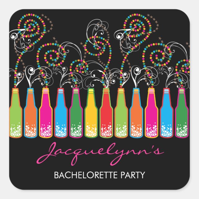 Colourful Bubbly Celebration Wedding Party Sticker (Front)