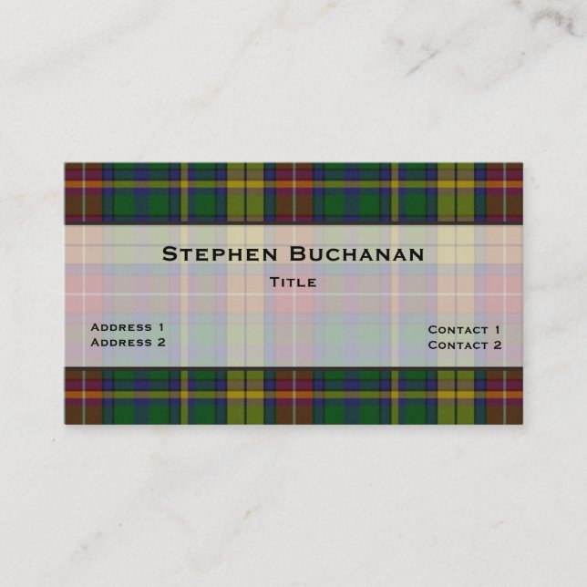 Colourful Buchanan Tartan Plaid Custom Business Card (Front)