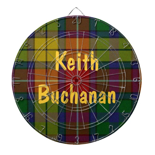 Colourful Buchanan Tartan Plaid Dart Board (Front)