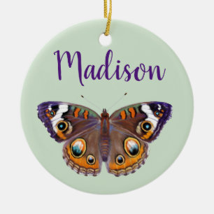 Colourful Buckeye Butterfly Wings Painting Ceramic Tree Decoration