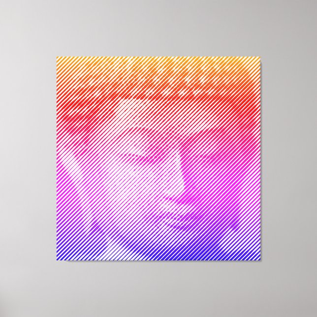 Colourful Buddha Face Statue Formed By Lines Canvas Print (Front)