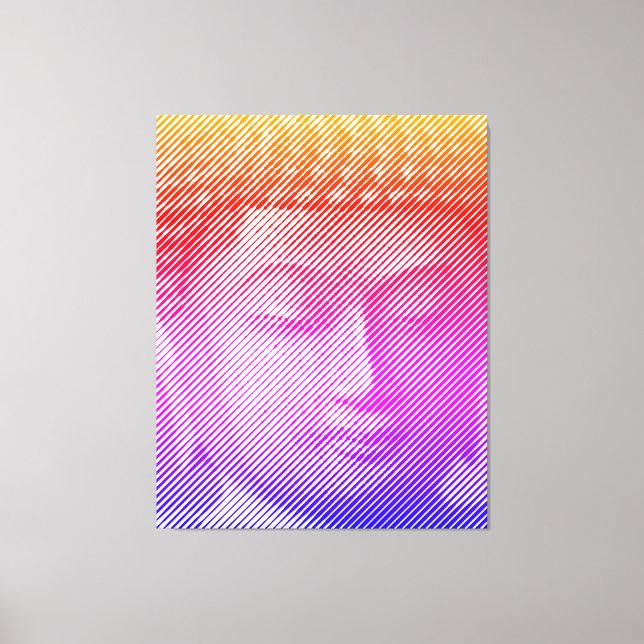 Colourful Buddha Face Statue Formed By Lines Canvas Print (Front)