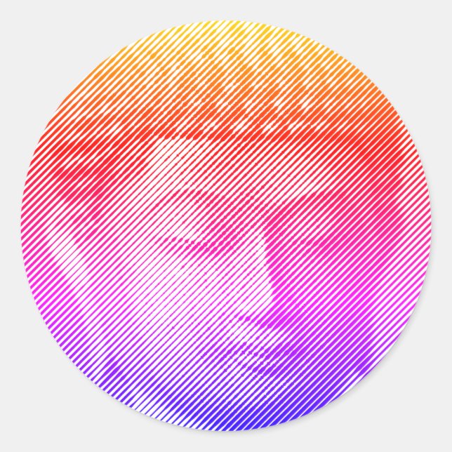 Colourful Buddha Face Statue Formed By Lines  Classic Round Sticker (Front)