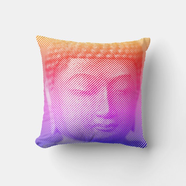 Colourful Buddha Face Statue Formed By Lines Cushion (Front)
