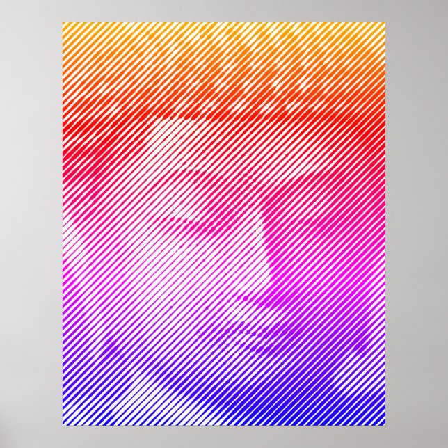 Colourful Buddha Face Statue Formed By Lines Poster (Front)