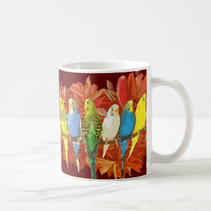 Colourful budgies pattern coffee mug