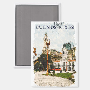 Colourful Buenos Aires Argentina Skyline Magnet