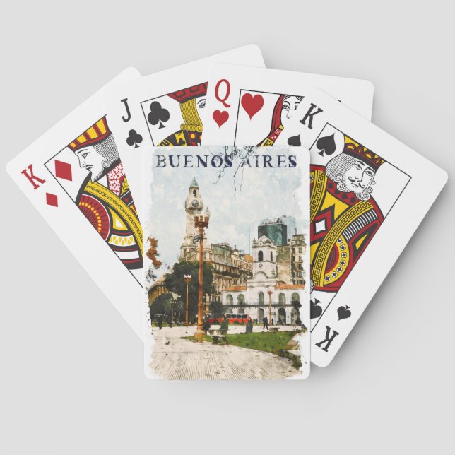 Colourful Buenos Aires Argentina Skyline Playing Cards (Back)