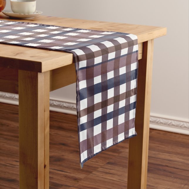 Colourful Buffalo Plaid Country Farmhouse Pattern Short Table Runner (In Situ)