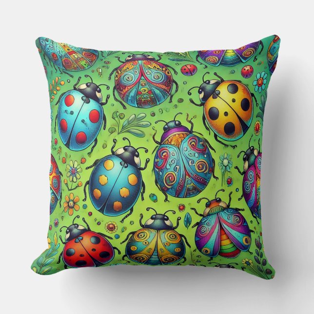 Colourful bugs cushion (Front)