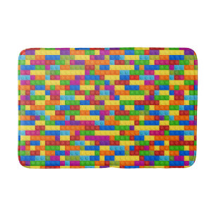 Colourful Building Block Pattern Bath Mat