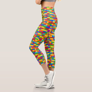 Colourful Building Block Pattern Capri Leggings