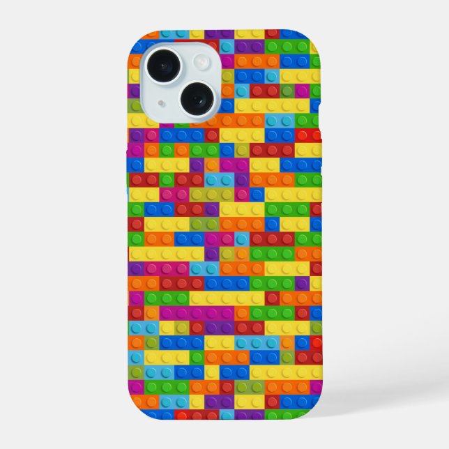 Colourful Building Block Pattern iPhone 15 Case (Back)
