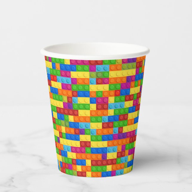 Colourful Building Block Pattern Paper Cups (Front)
