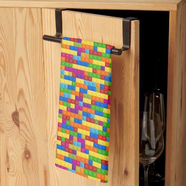 Colourful Building Block Pattern Tea Towel (Thirds Fold)