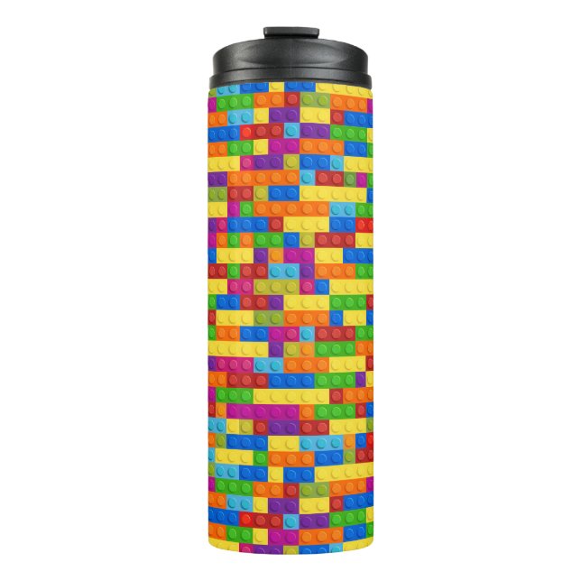 Colourful Building Block Pattern Thermal Tumbler (Front)