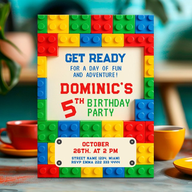 Colourful Building Blocks Birthday for Kids Invitation (Creator Uploaded)