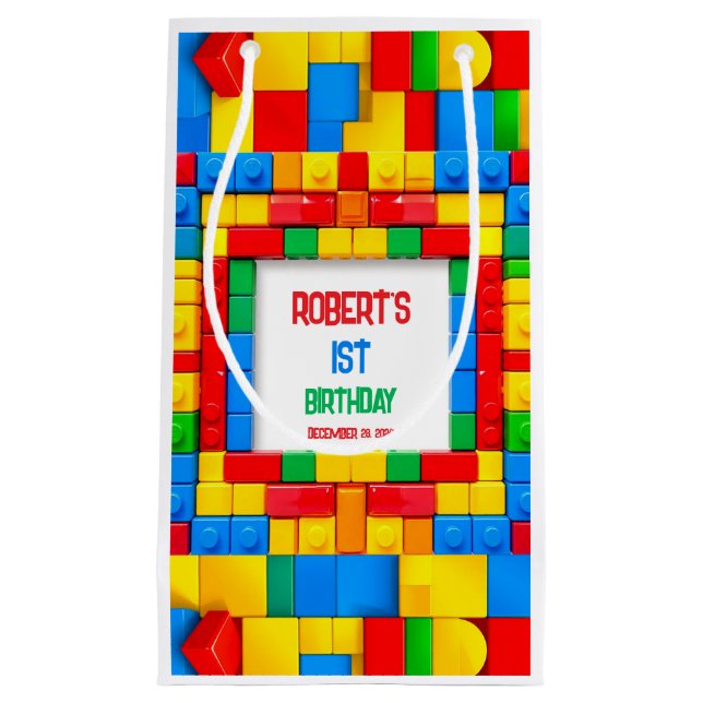 Colourful Building Blocks Birthday Gift Bag (Front)
