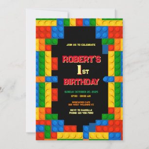 Colourful Building Blocks Birthday Invitation
