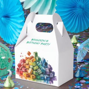 Colourful Building Blocks Explosion Birthday Party Favour Box