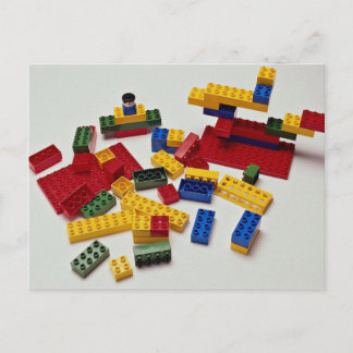 Colourful building blocks for kids postcard
