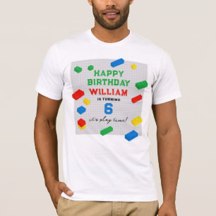 Colourful Building Blocks Kids Birthday Dad T-Shirt