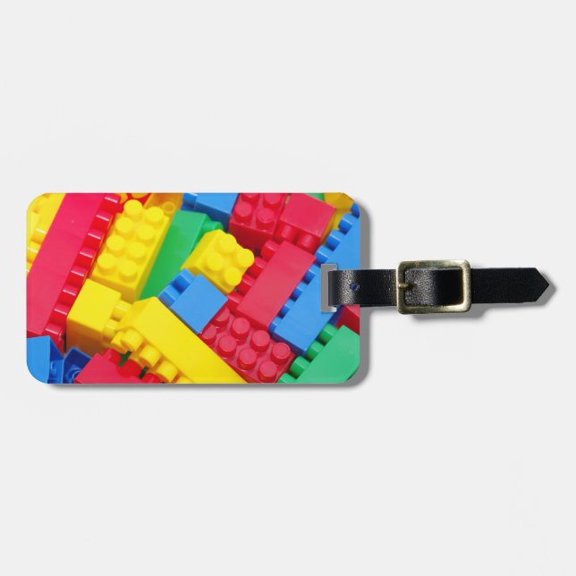 Colourful Building Blocks Luggage Tag (Front Horizontal)