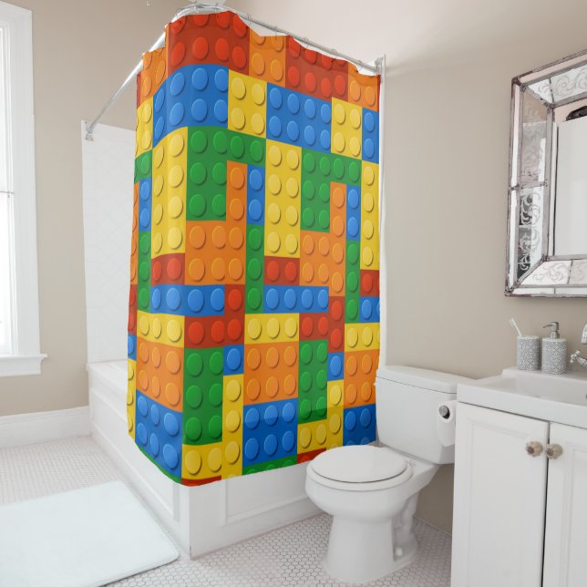 Colourful Building Blocks Shower Curtain (In Situ)