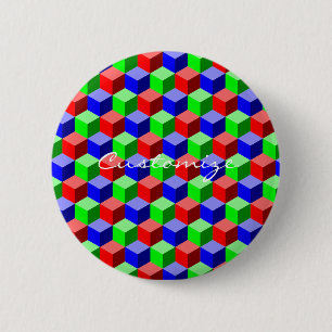 Colourful Building Blocks Thunder_Cove 3-D 6 Cm Round Badge