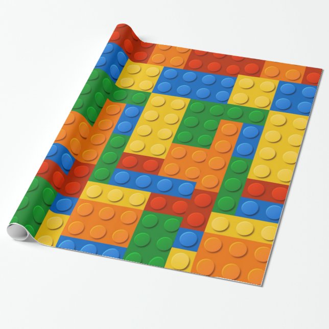 Colourful building blocks wrapping paper (Unrolled)
