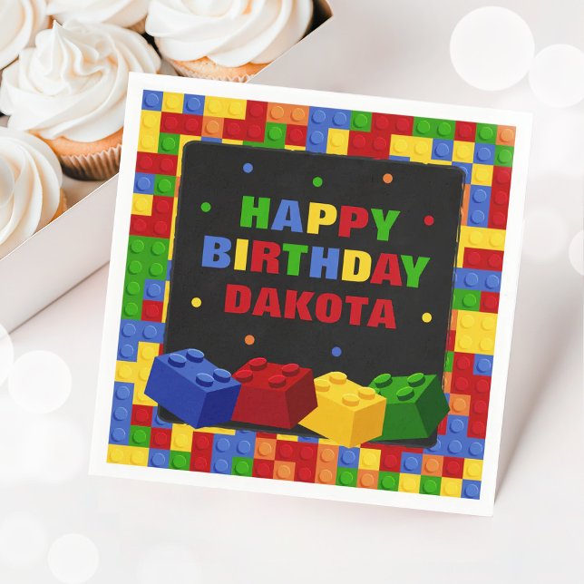 Colourful Building Bricks Birthday Boy Paper Napki Napkin (Creator Uploaded)
