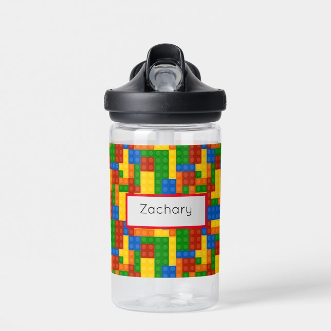 Colourful Building Bricks Kids Water Bottle (Front)