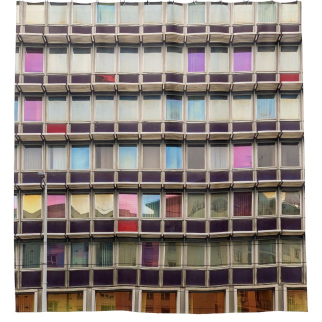 Colourful building shower curtain (Front)