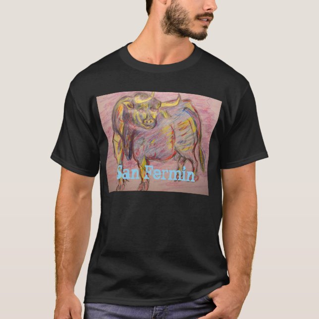 colourful bull San Fermin T-Shirt (Front)